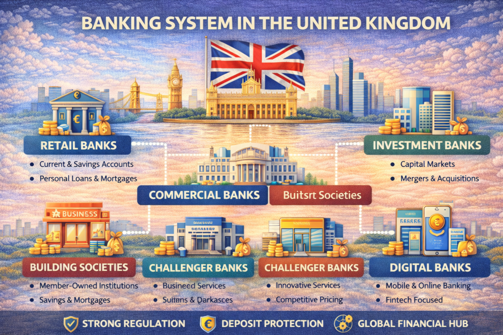 Banking System in United Kingdom : Structure, Types of Banks & How It Works